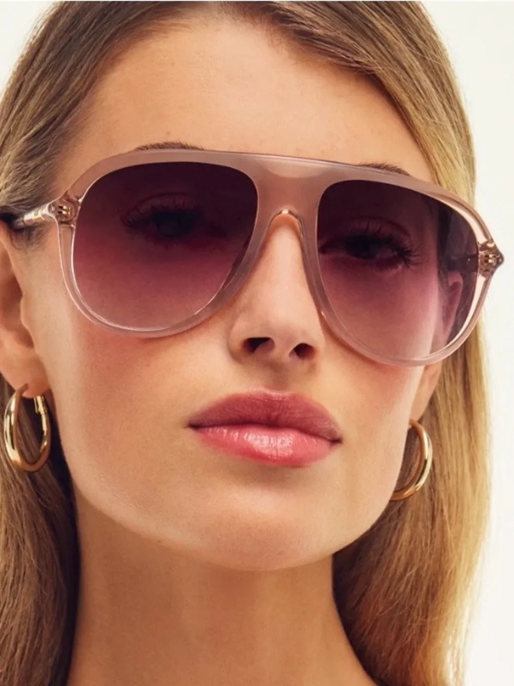 Quay ‘Chart Topper’ Aviator Sunglasses in Pink Gradient Tint